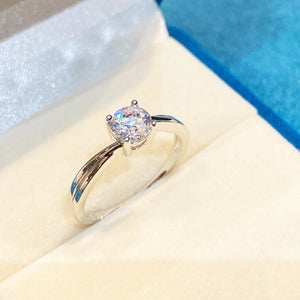 Silver Zircon Fiona Solitaire Diamond Ring - Shinewine.co