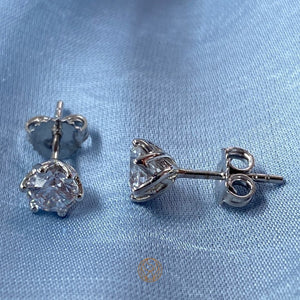 Solitaire Silver Earrings (6 Prongs) for women - Designer Silver Jewellery - Shinewine