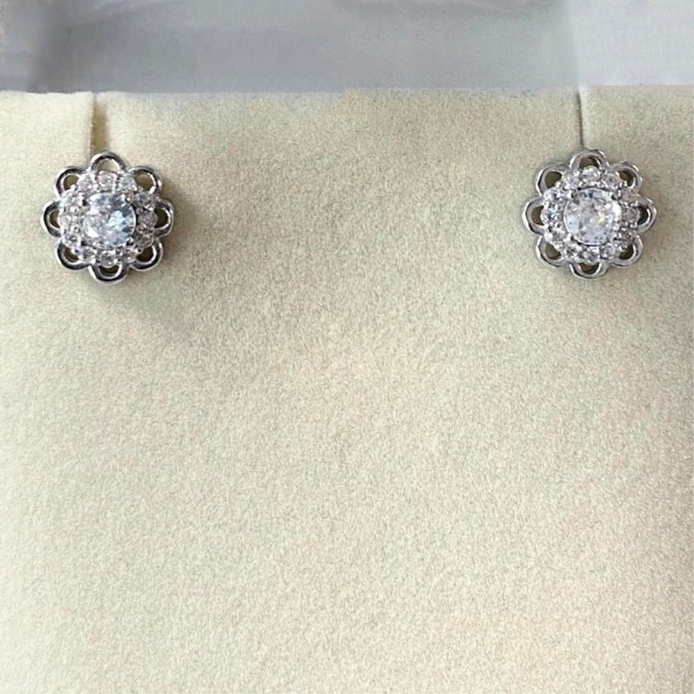 Sunflower Diamond Silver Earrings - Shinewine.co