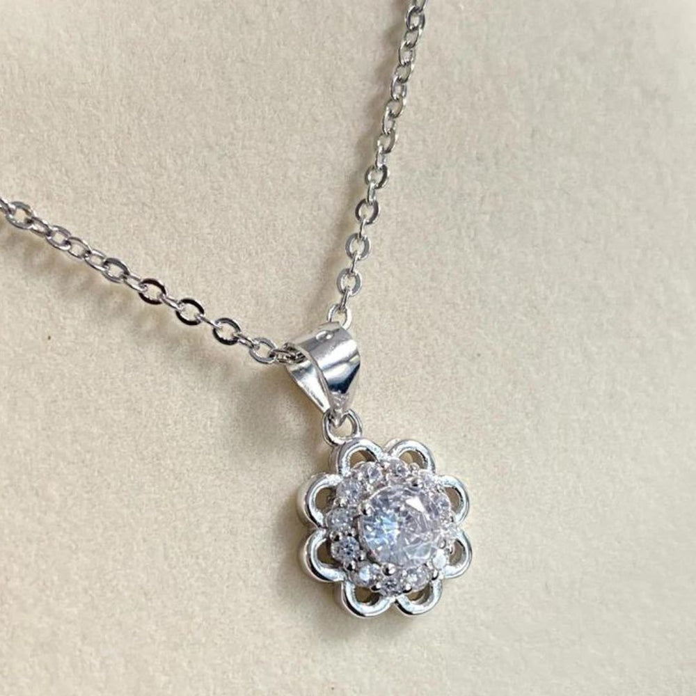 Sunflower Diamond Silver Necklace - Shinewine.co