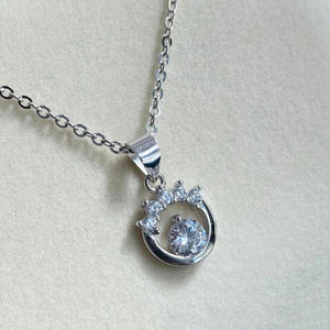 Tiara Solitaire Diamond Silver Necklace - Shinewine.co